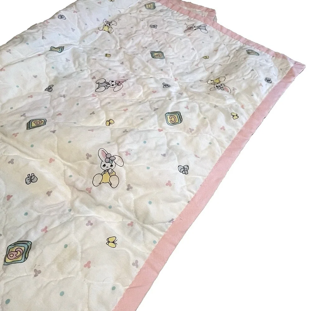 Vintage Precious Moments Crib Quilt 35x43 